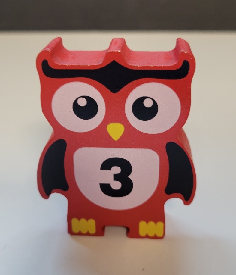 Discovery Toys Stacking Owls Balancing Game Replacement Wood Block Red #3 ONLY