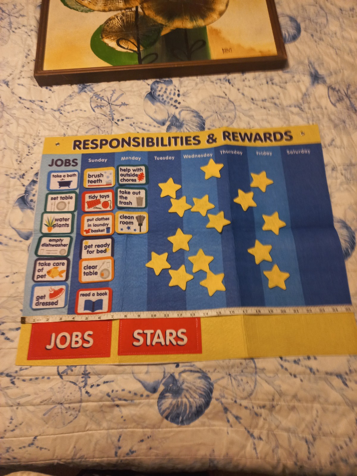 Responsibilities & Rewards Chart Felt Banner 15 Chores & 15 Stars Educational