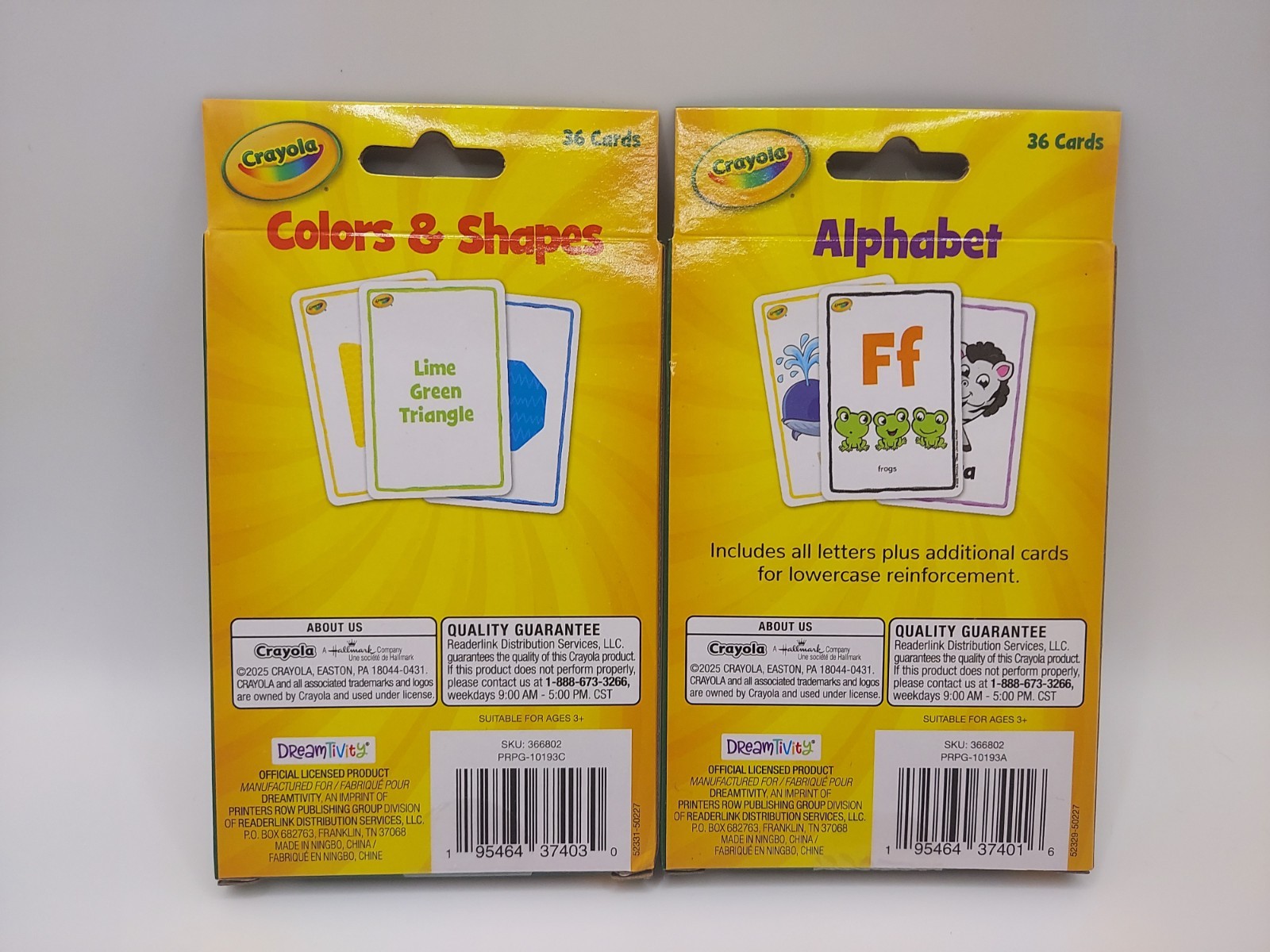 Crayola Flash Cards Colors and Shapes & Alphabet Combo-Pack 36ct Ages 3+