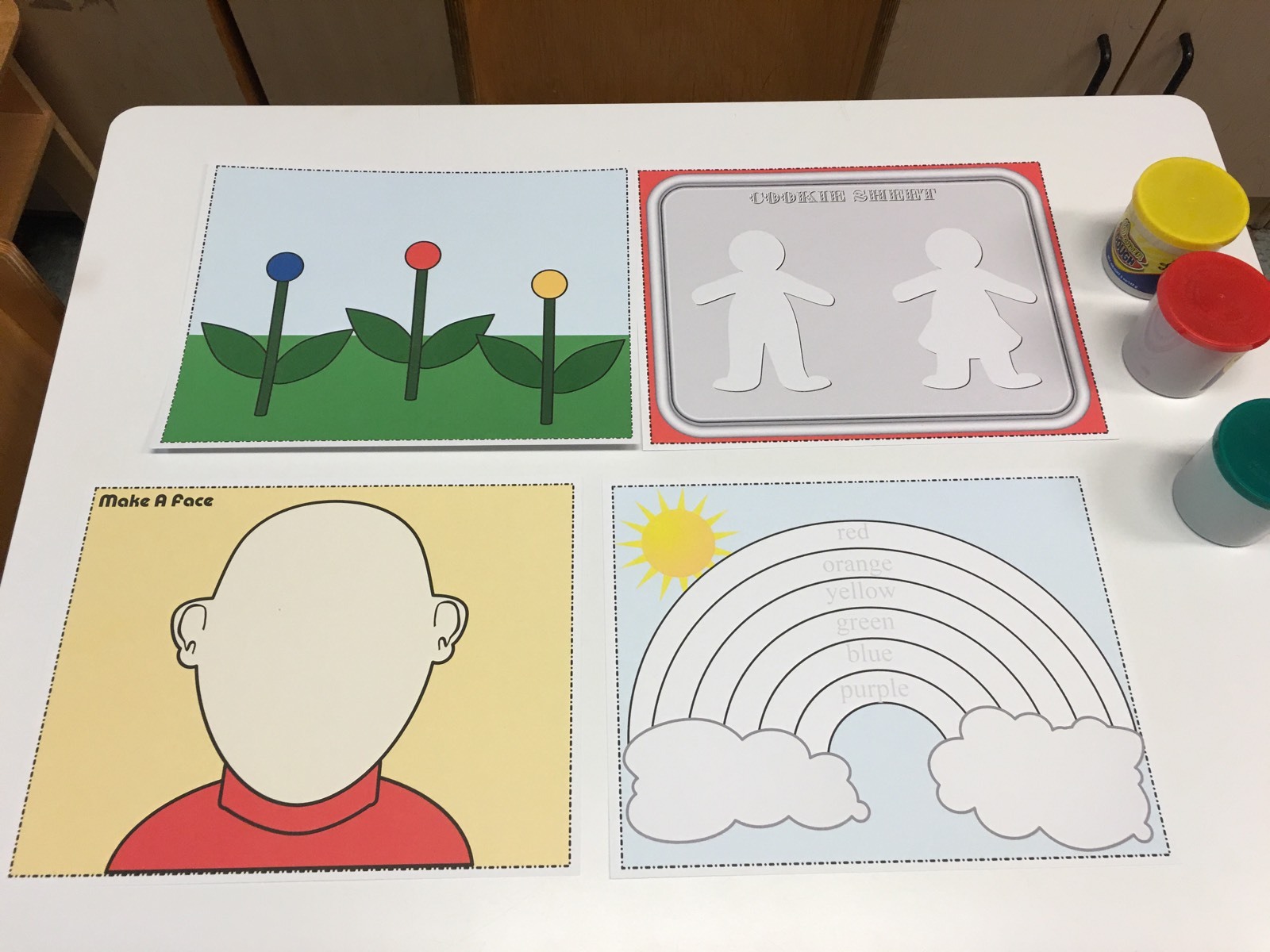 Playdoh Activity Mats – #1-4 Mats for Learning Center – Laminated Mats – Pre K