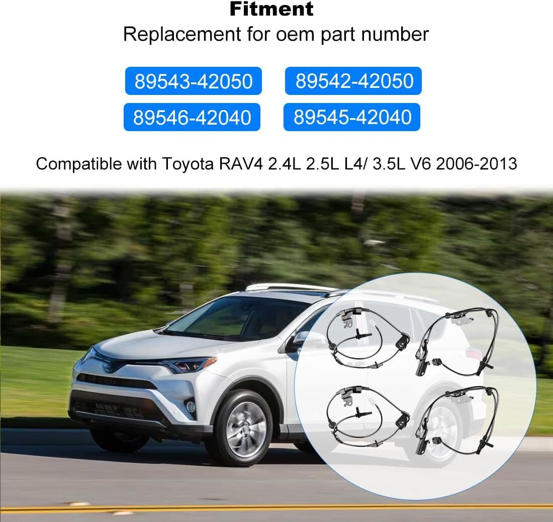 4 Pcs ABS Wheel Speed Sensors Compatible with Toyota RAV4 2006 2007 2008 2009