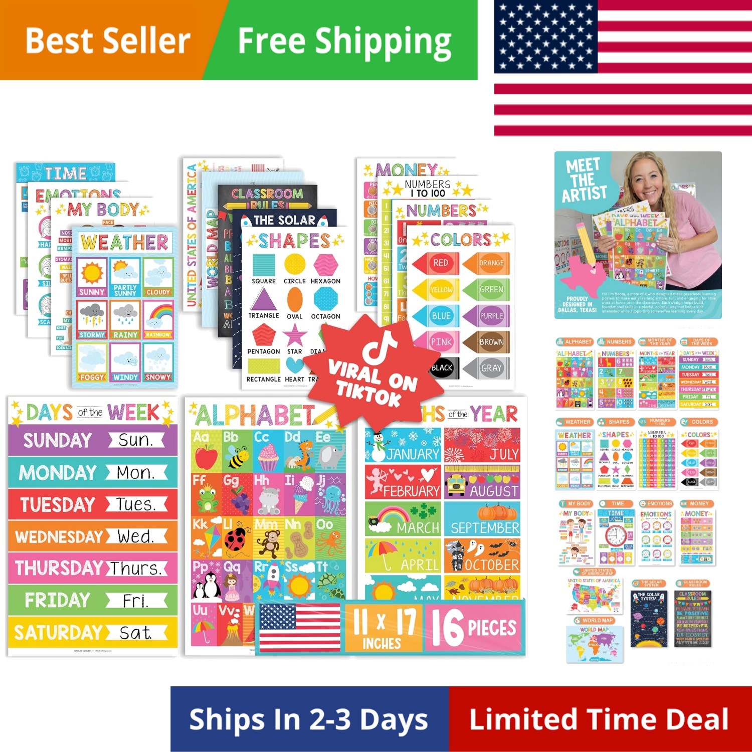 16 Educational Posters for Toddlers 1-3 – Learning Poster for Kids Ages 3-5, …