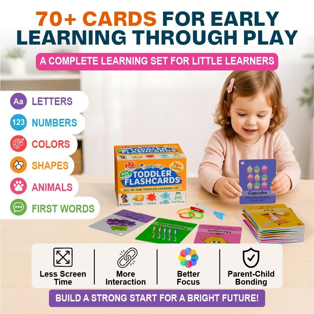 ABC Flash Cards for Toddlers 1-3 – First Words, Alphabet, Animals, Colors, Numbe