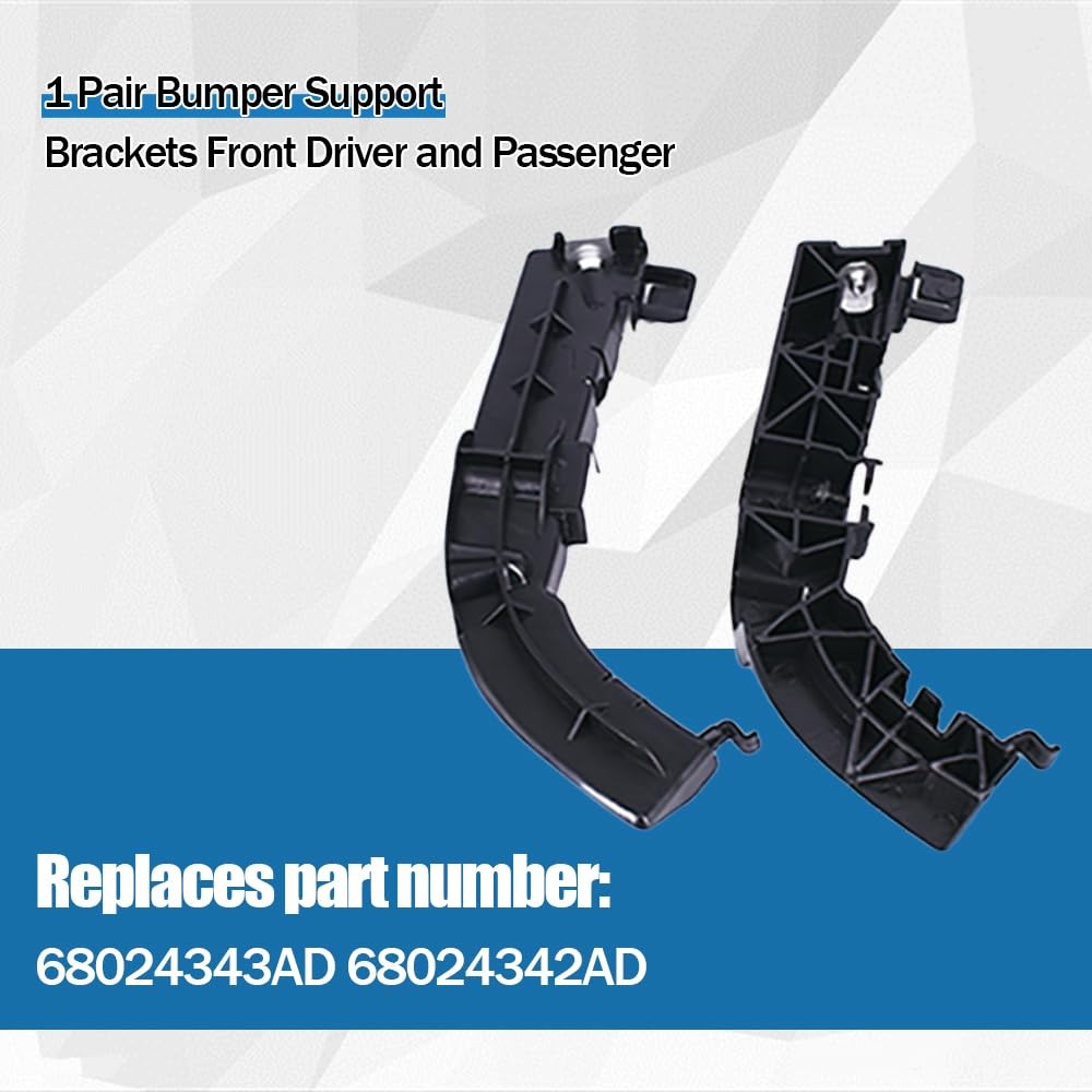 1 Pair Bumper Support Brackets Front Driver and Passenger Fits for Black