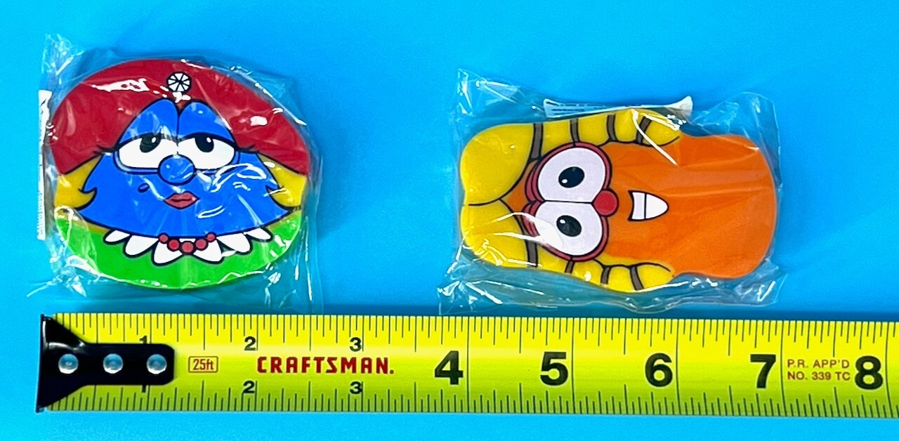 Vtg Veggie Tales Jumbo Erasers & Pencil Big Idea Laura Blueberry Larry-Boy NEW