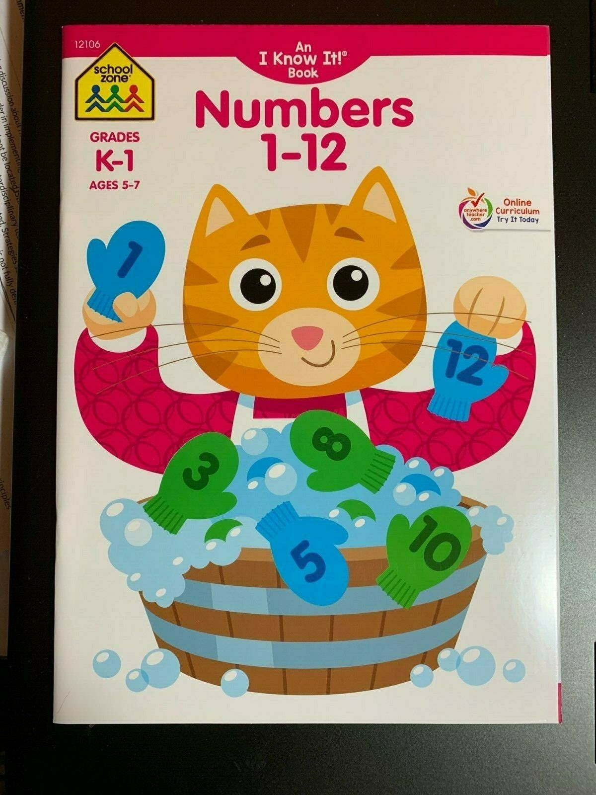 SCHOOL ZONE NUMBERS 1-12, GRADES K-1 AGES 5-7 WORKBOOK Education Kids Children
