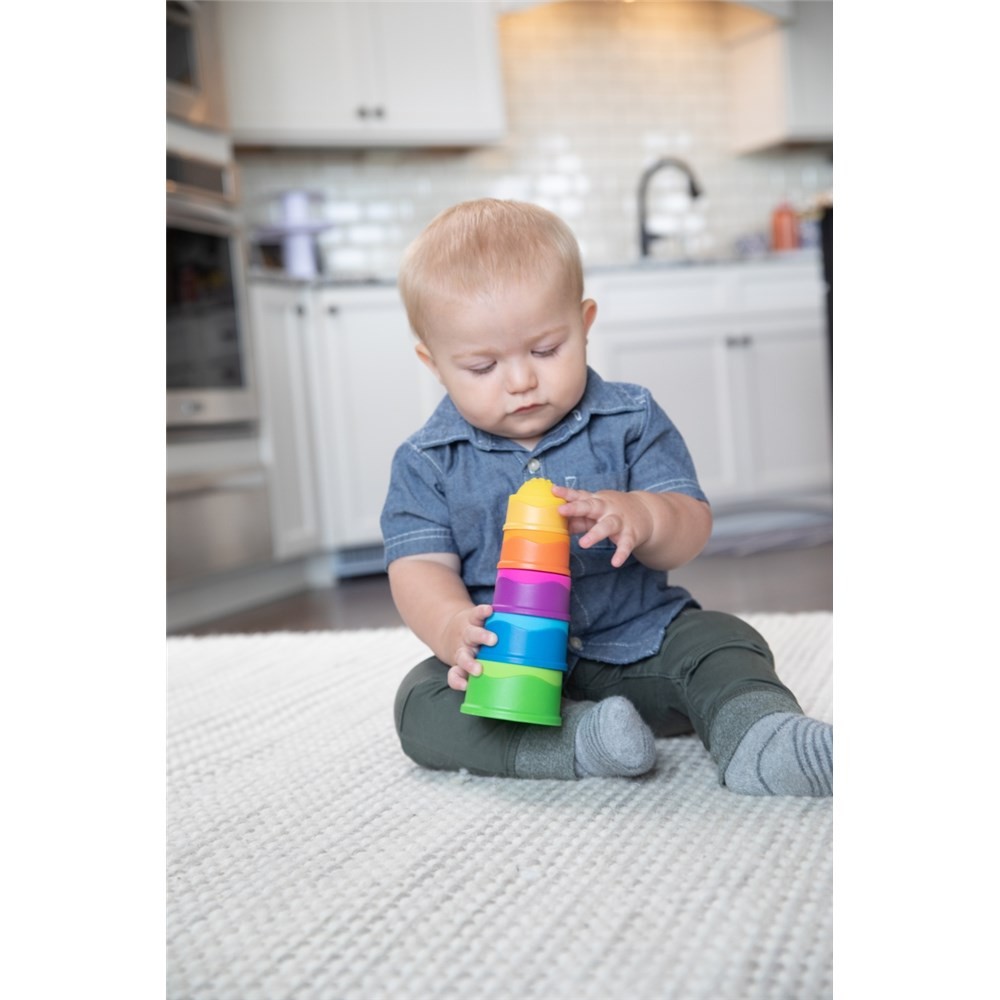 Fat Brain Toy Co Dimpl Stack for 6m+ Baby/Infants BPA Free Silicone Stacking Toy