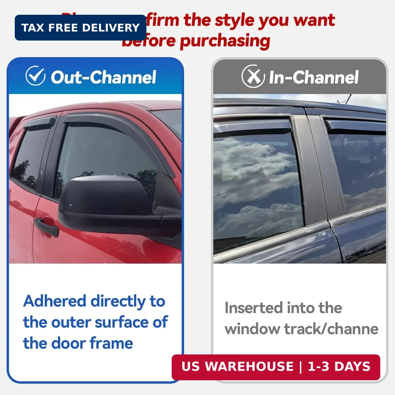 Window Visors Rain Guards for 2019 2020 2021 2022 2023 2024 Kia Forte, Out-Chann