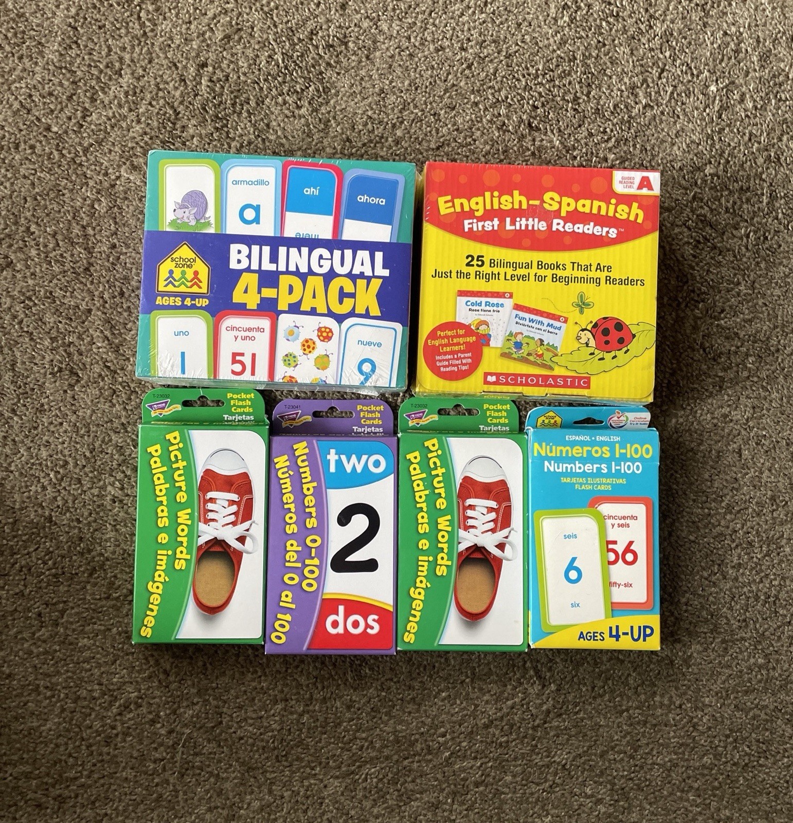 School Zone Scholastic Bilingual Numbers Picture Books & Cards Homeschool *NEW*