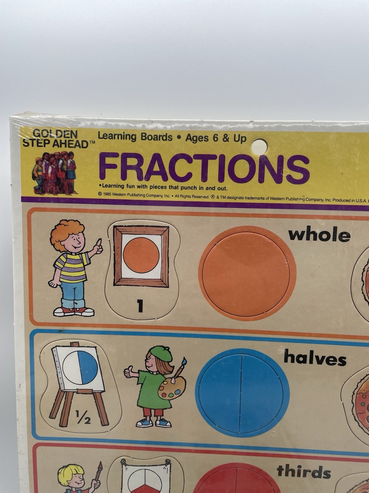 Vintage Golden Step Ahead Fractions Puzzle 1985 Learning Board School New READ