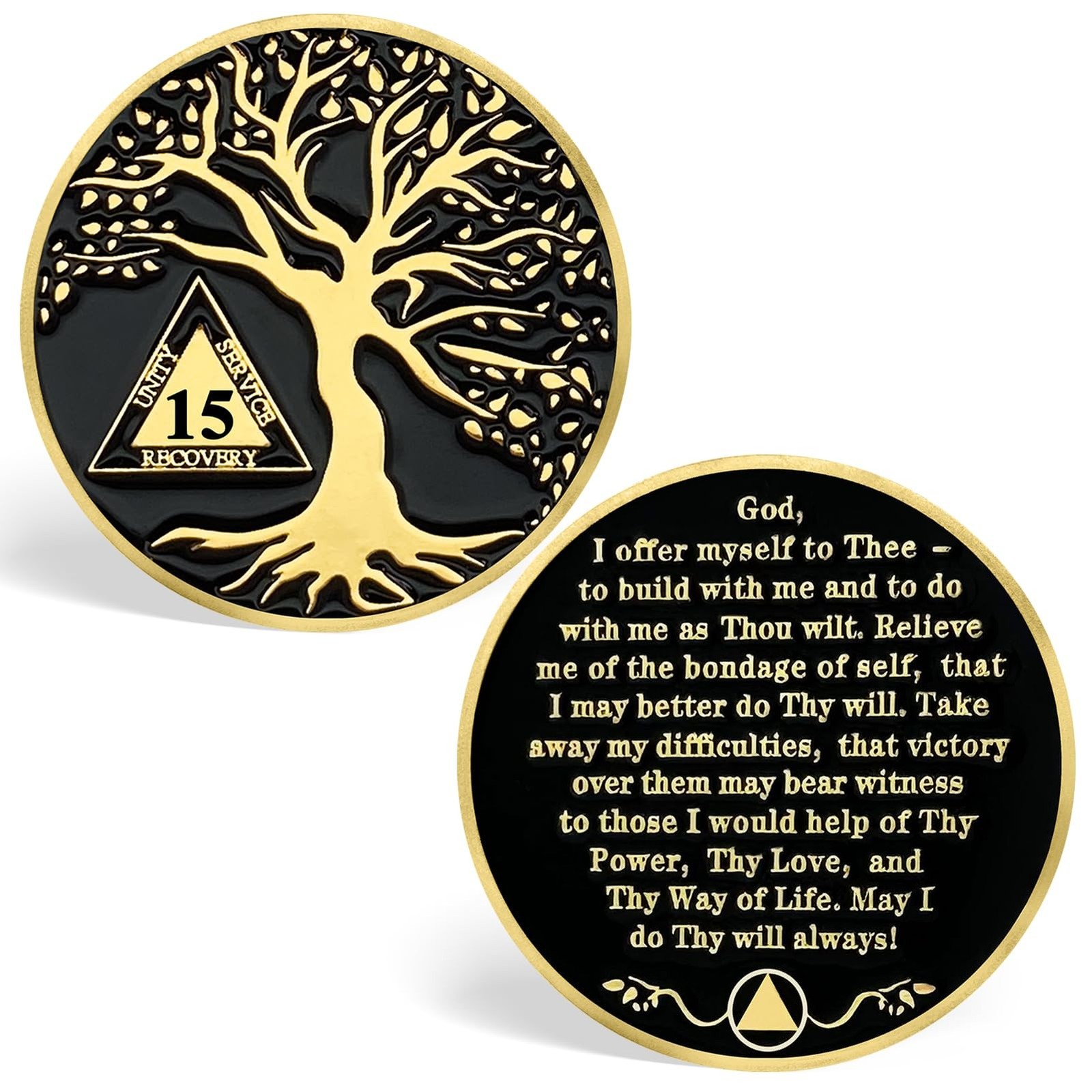 15 Year Sobriety Coins, Tree of Life 15 Year AA Medallions – AA Sobriety Chip…
