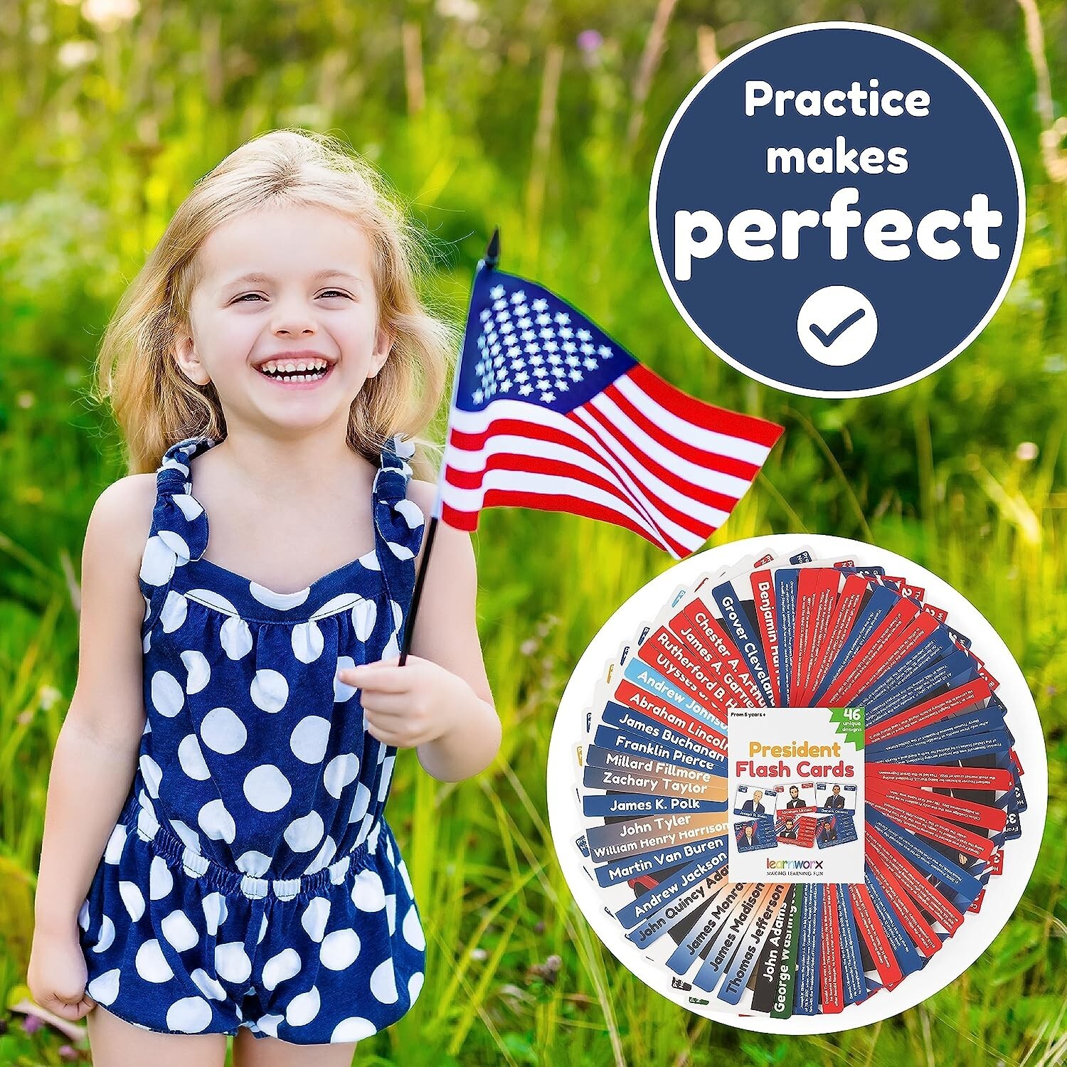 US Presidents for Kids Flash Cards –46 President Cards