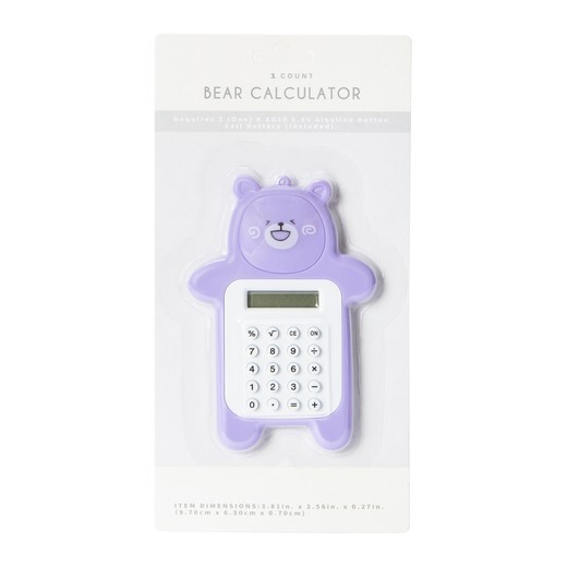 Purple Bear Shaped Mini Calculator