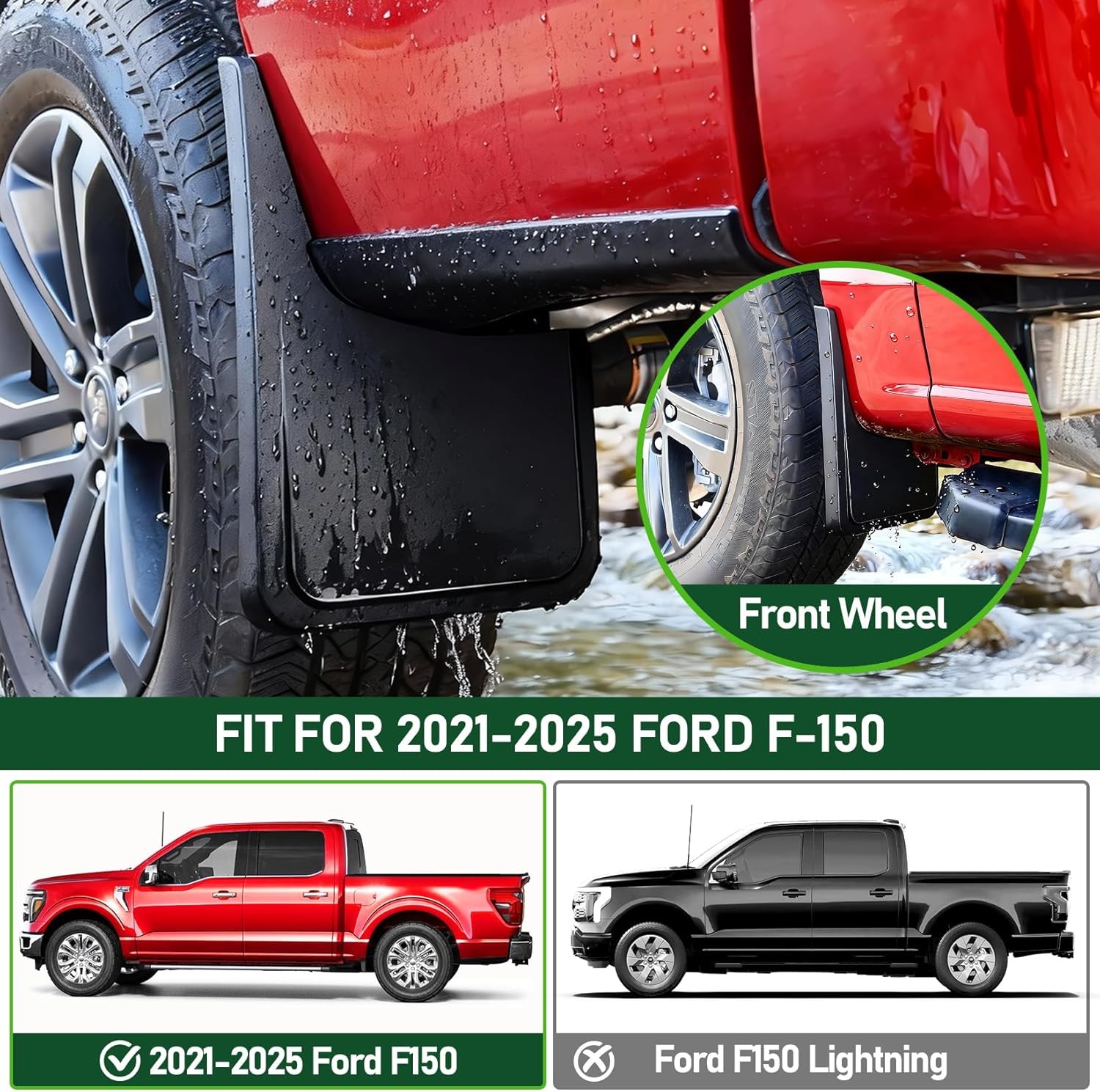 Mud Flaps for Ford F150 2021-2026,4 PCS Front Rear Splash Guard Fender Compatibl