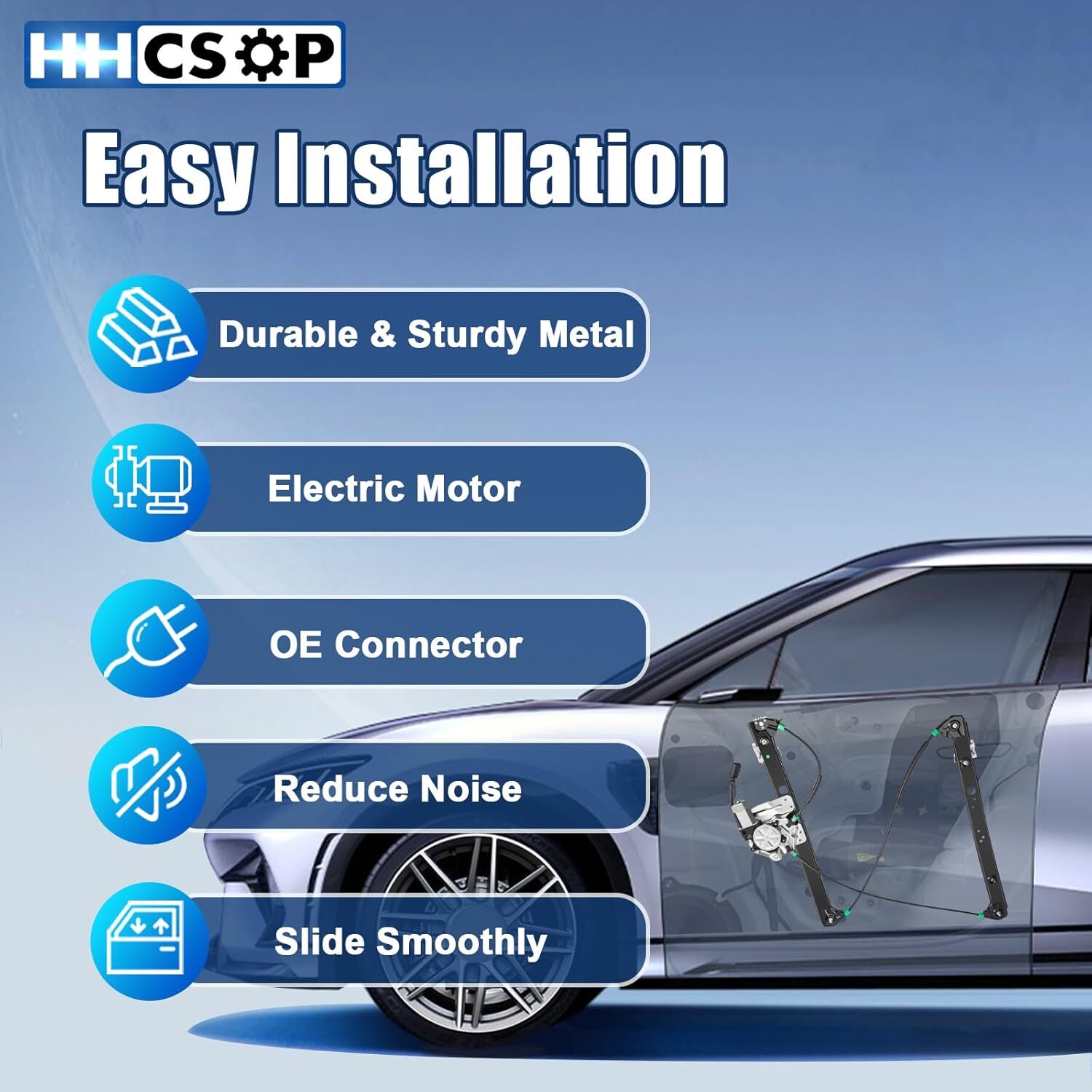 HHCSOP Front Left Driver Side Power Window Regulator with Motor Fit for BMW X5