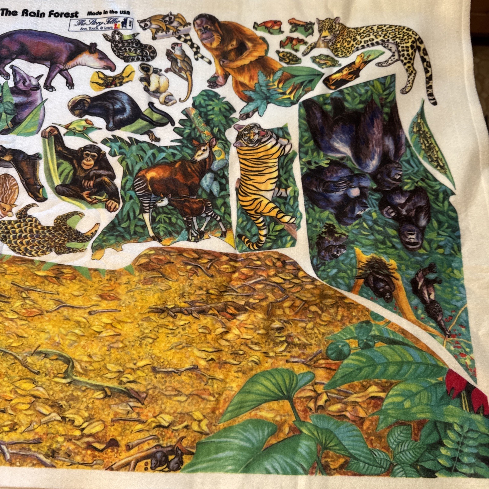 Story Teller Rain Forest Felt Flannel Board 38 X 28 w/Village Animal Set Spots