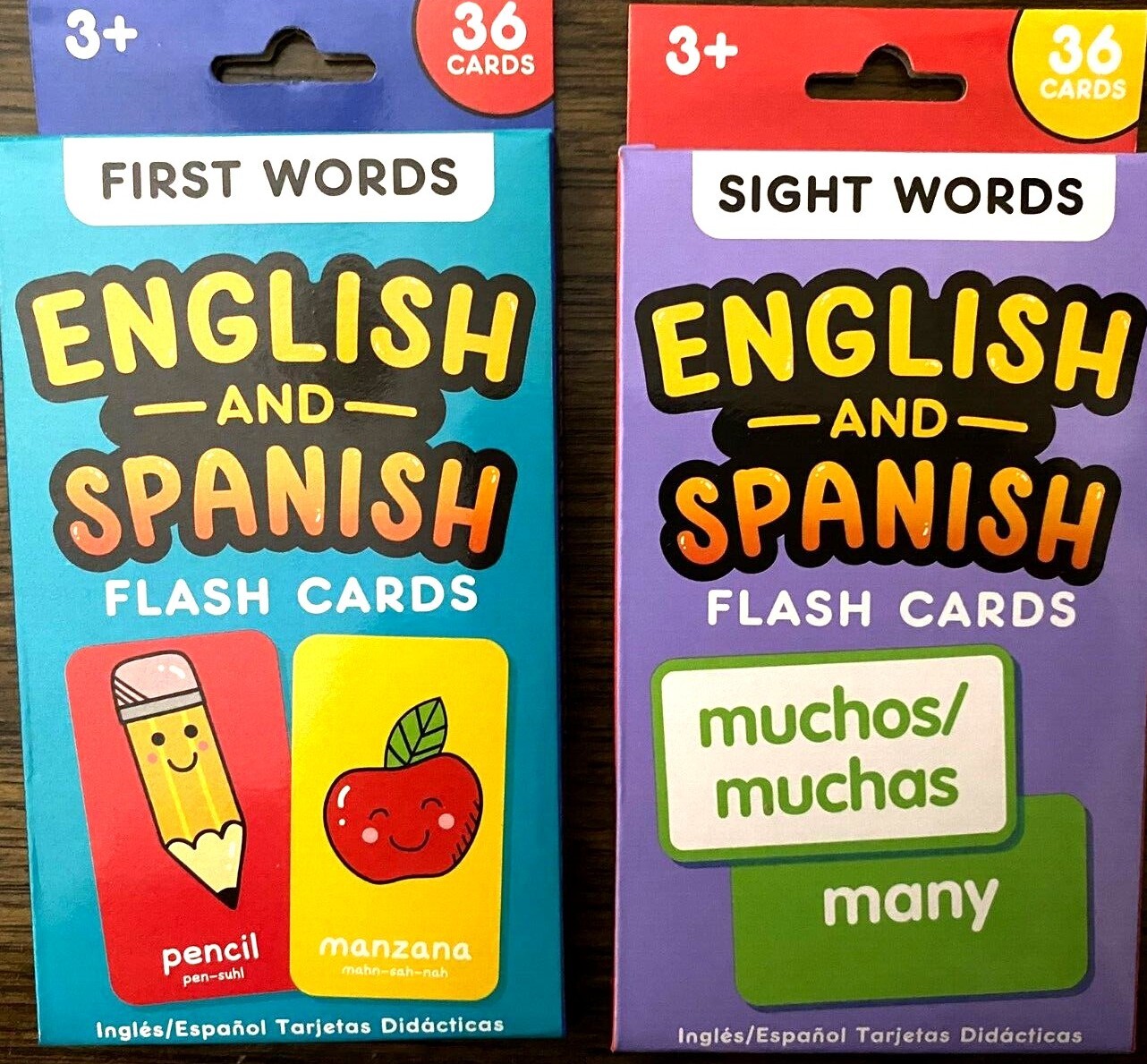 English and Spanish Flash Cards: First or Sight Words CHOICE – 2 Ages 3+ NEW!