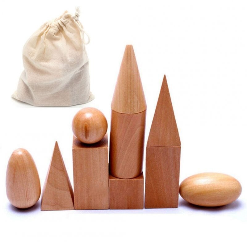 Montessori Wooden Geometric Solids 3-D Shapes