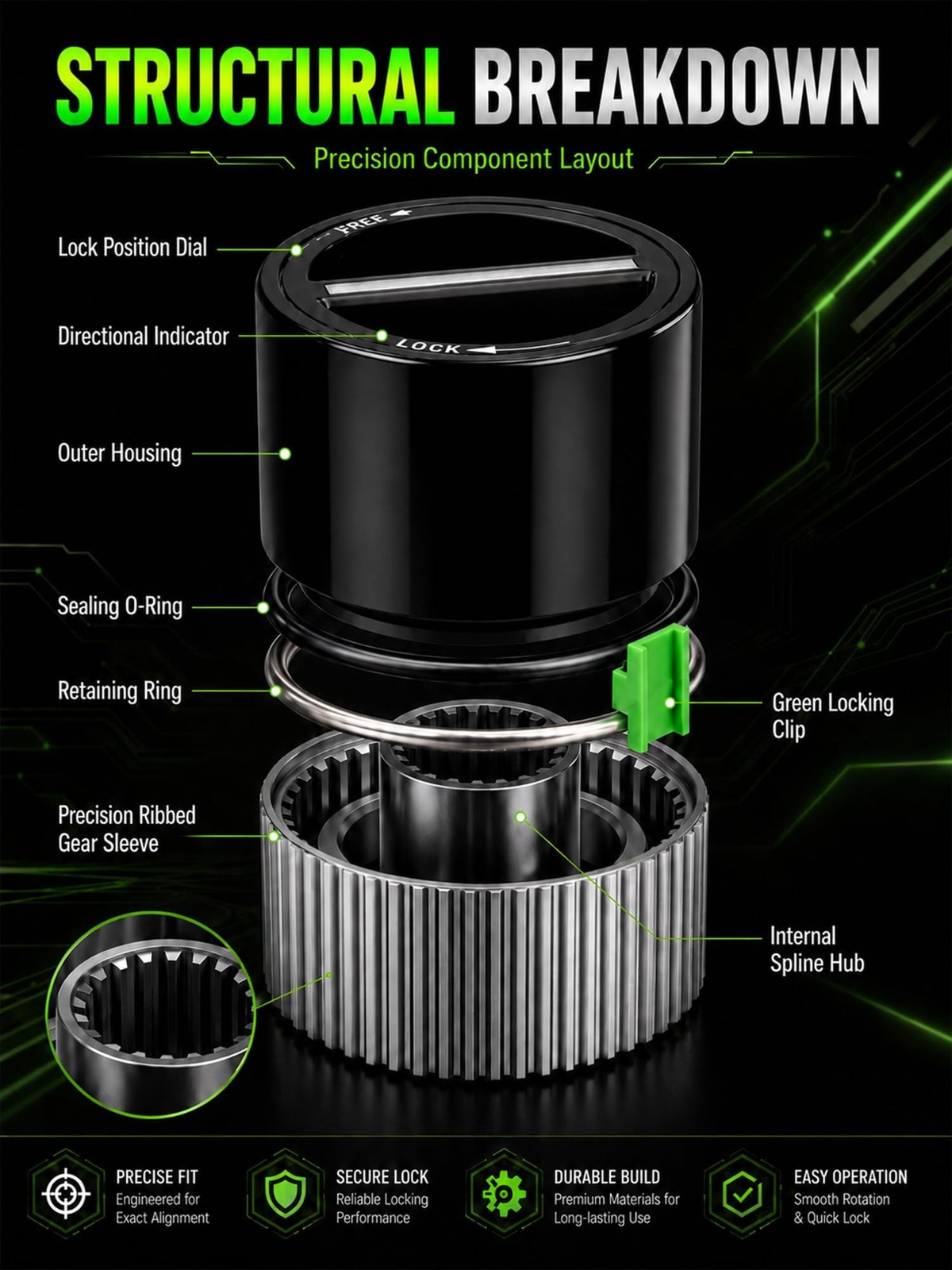 1C3Z3B396DA 4WD 4×4 Manual Front Wheel Locking Hub Compatible with Ford F250 …