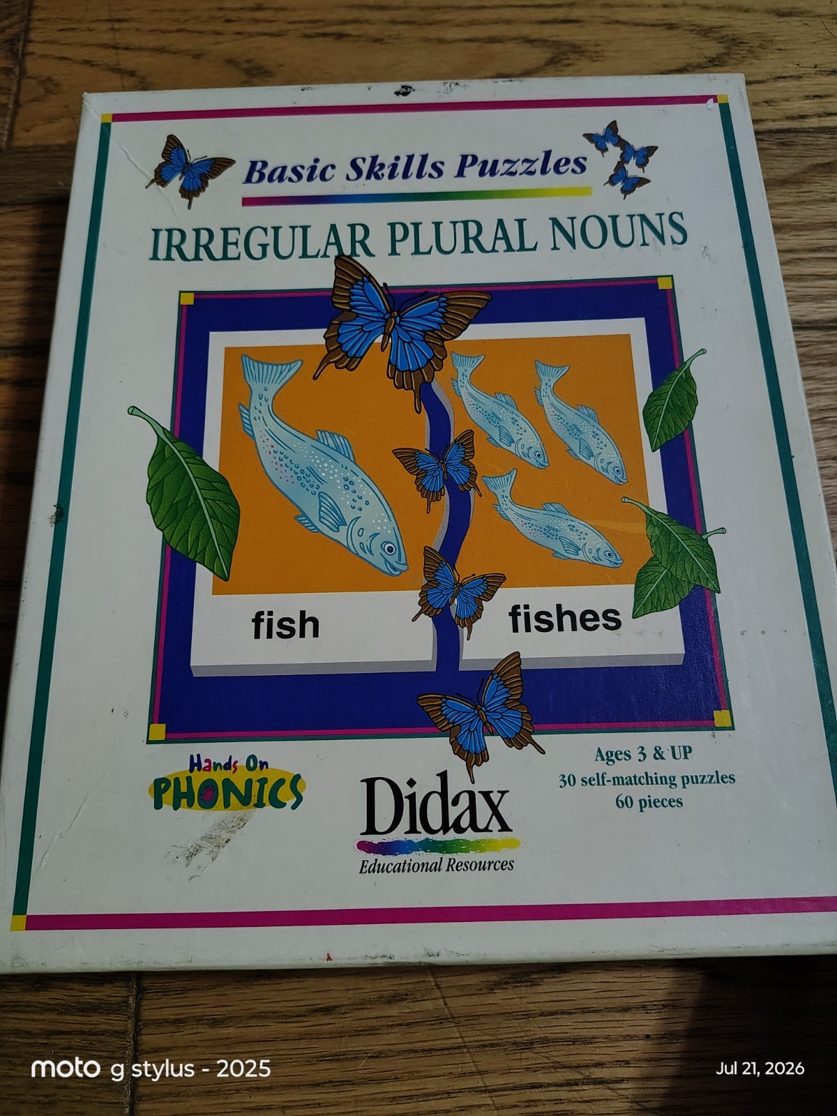Didax Basic Skills Puzzles Irregular Plural Nouns Hands On Phonics 56/60 Pc Set