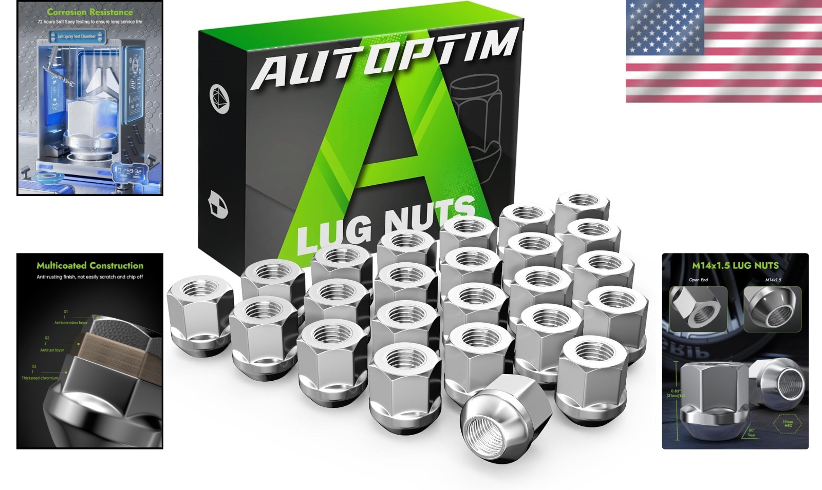 M14x1.5 24PCS Open End Lug Nuts – Replacement Chevy Silverado 1500 Tahoe Suburba