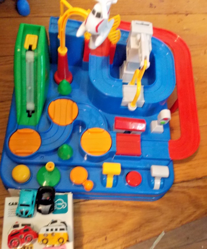 Kibhous Kids Race Track Car Adventure Toy with 4 Mini Cars, 6 Control Buttons,