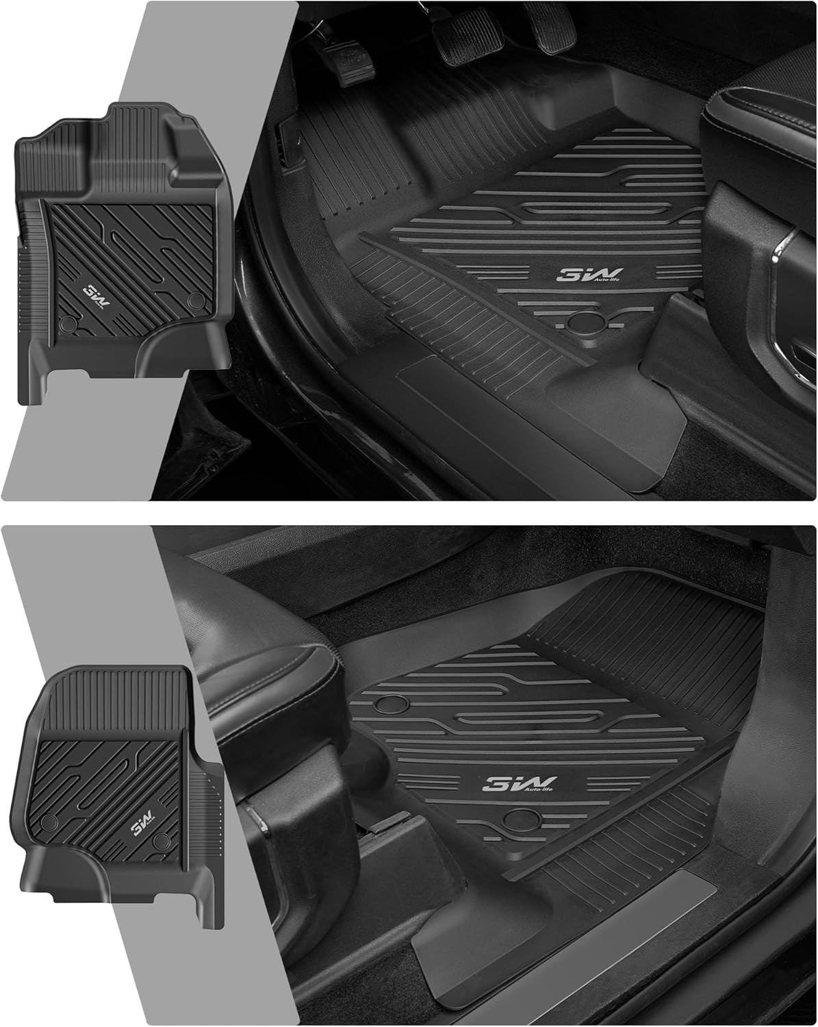 3W Floor Mats for Ford F-150 2015-2025 2026 & F150 Lightning 2022-2025 SuperCrew