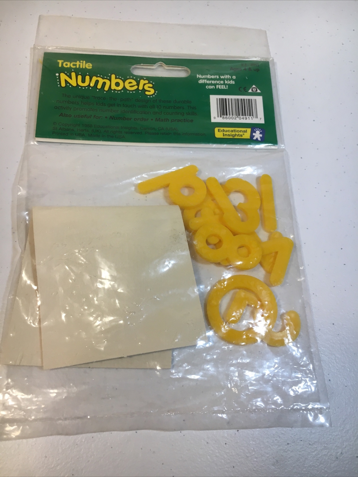 Vintage Tactile Numbers By Educational Insights 1988 New Sealed Numbers 0-9