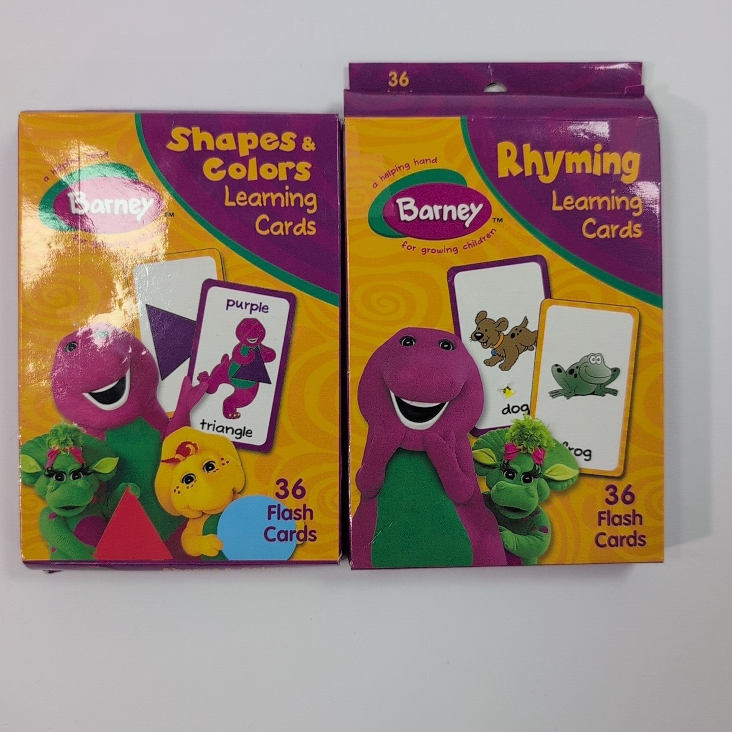 Barney 2005 Learning Cards Lot of 2 Rhyming and Shapes and Colors 72 Flash Cards
