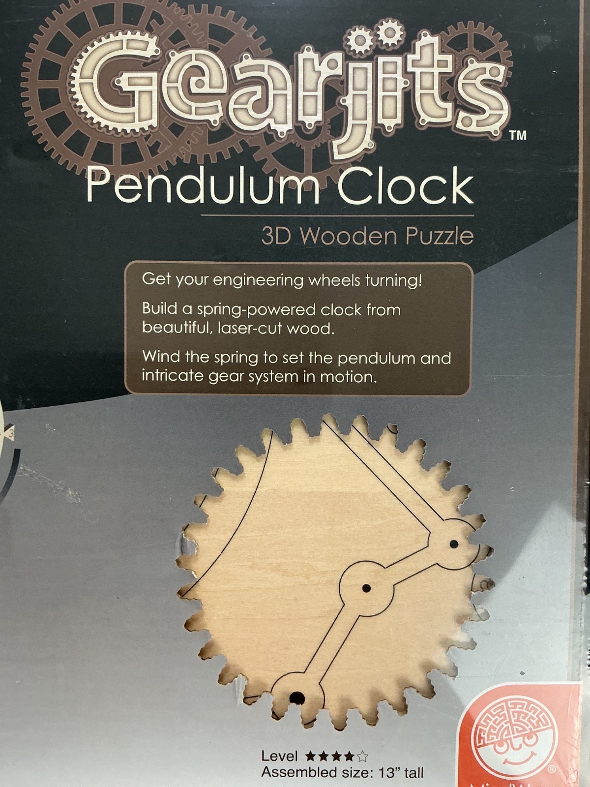 MindWare Gearjits Pendulum Clock 3D Wooden Puzzle Model Kit NEW Sealed