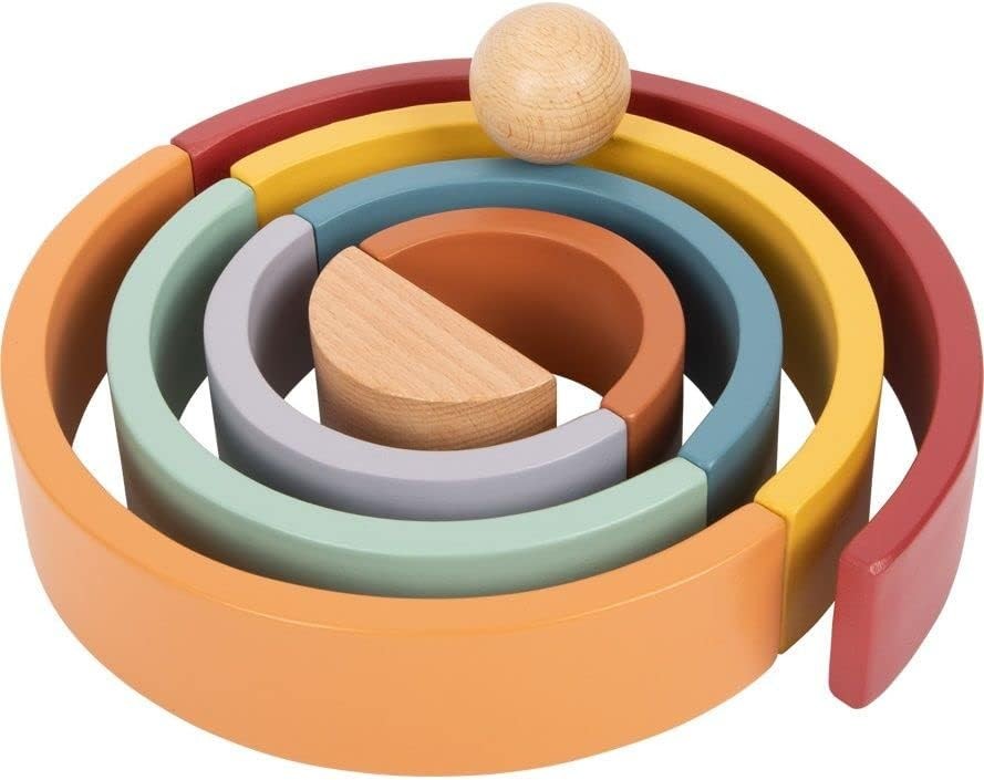 small foot Wooden Building Blocks Rainbow Safari, motor skills toy with 8 shapes
