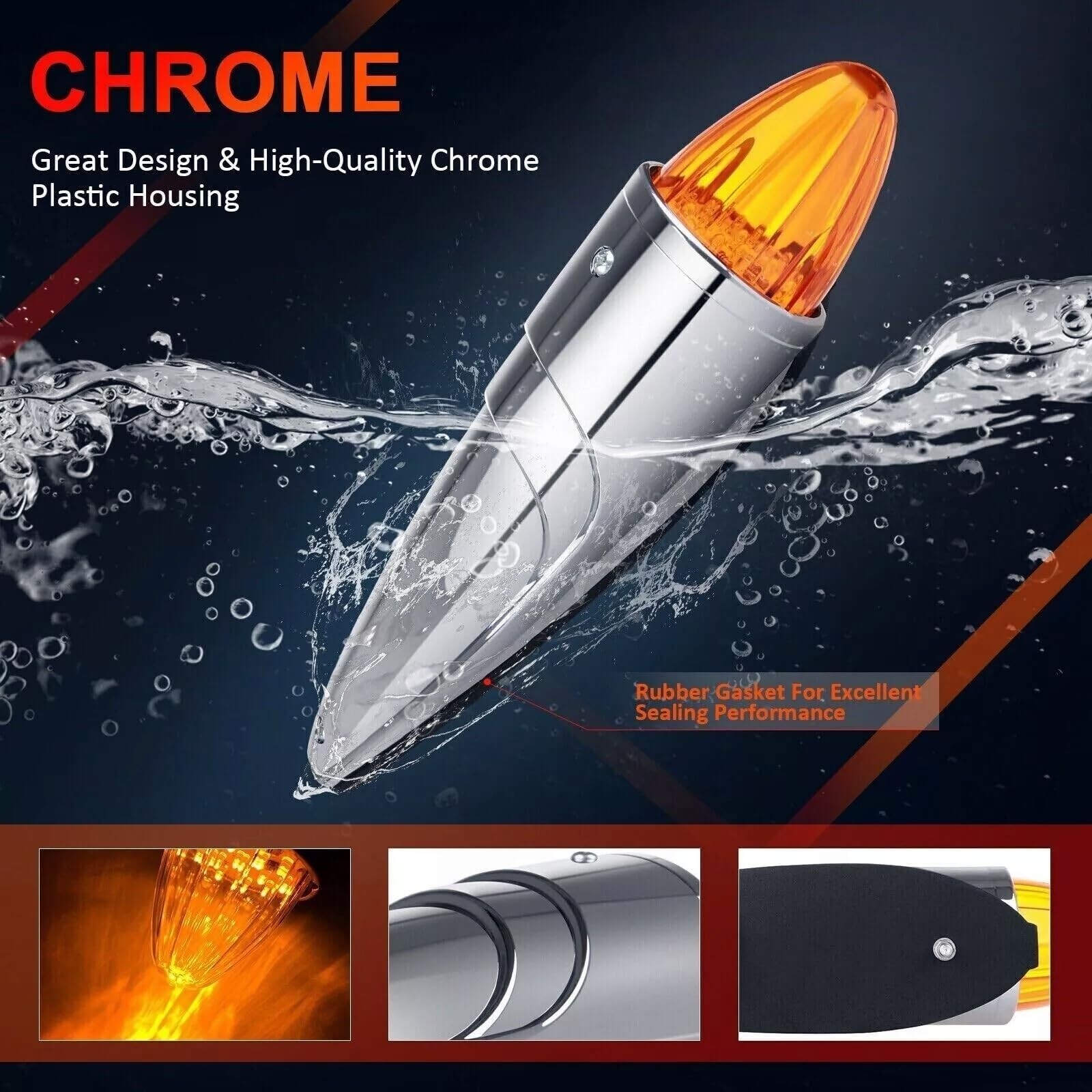 5Pcs Cab Marker Roof Running Amber Torpedo Top Lights Assembly Super Bright L…
