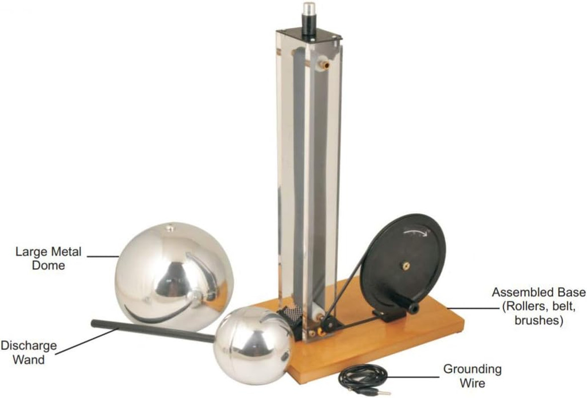 Hand Crank Van De Graaff Generator, up to 100Kv – Static Electricity Generator,