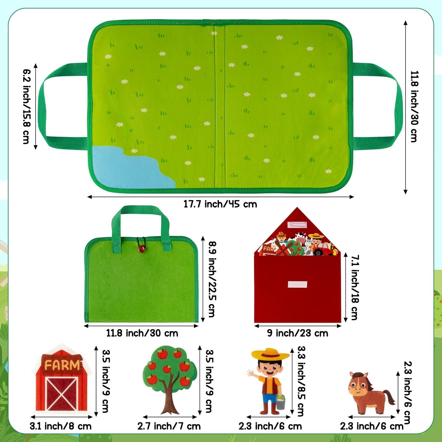 25PCS Farm Animals Travel Felt Board – Portable Educational Storytelling Kit