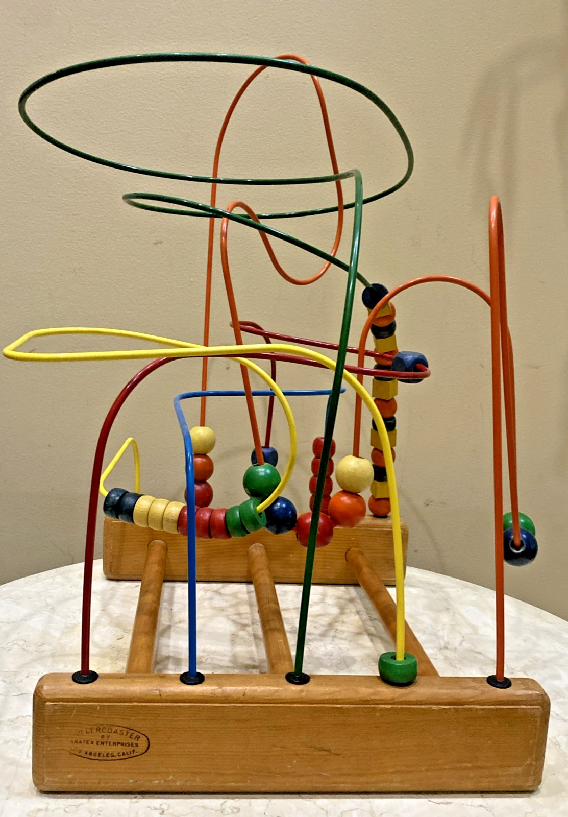 Anatex Vintage Interactive Toy Wooden Bead Rollercoaster 15″x12″x20″