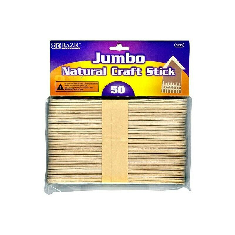 BAZIC Jumbo Craft Sticks Natural Wood, Large Size Ice Cream Popsicle (50/Pack)