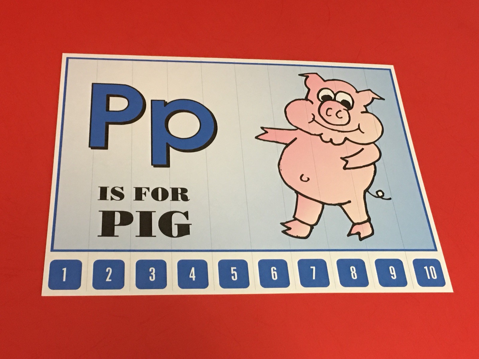 Letter P Pig – Number Sequencing Puzzle, numbers 1-10 Laminated