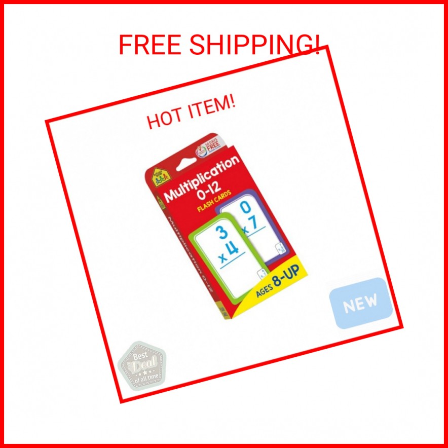 School Zone Multiplication 0-12 Flash Cards: 56 Math Cards, 3rd Grade, 4th Grade