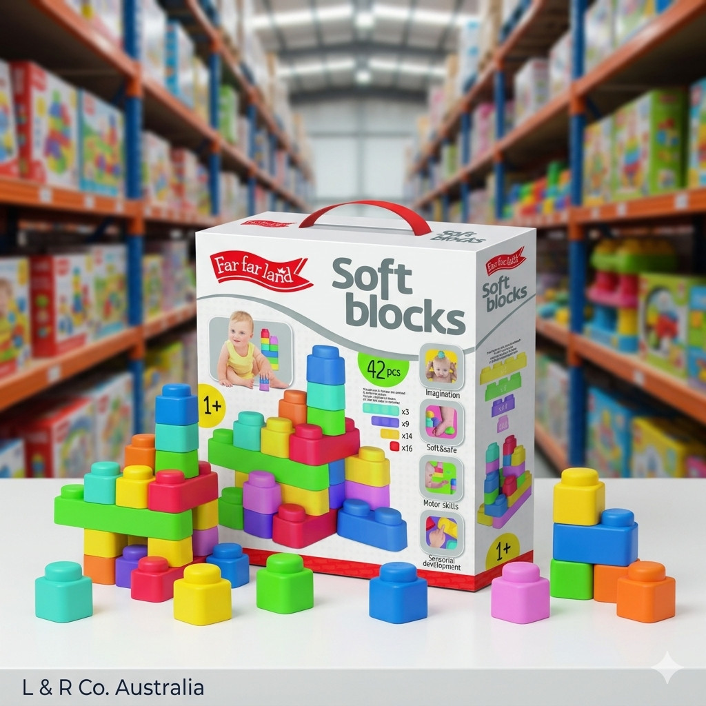 42pcs Baby Blocks – Colorful Soft Building Blocks for Baby Age 1+ old – New!