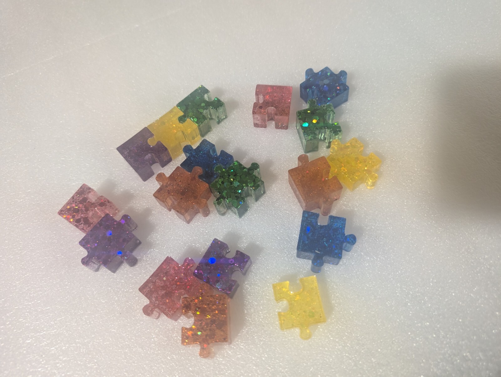 3d Block Sparkle Glitter Jigsaw Pieces Purple Green Resin Acrylic Crystal Puzzle