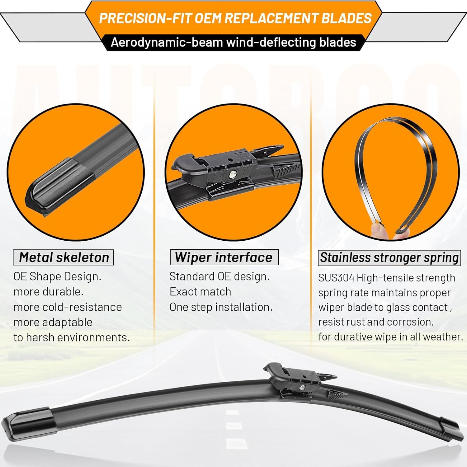 AUTOBOO Windshield Wipers 20+20+12 for Ford Escape 2008-2012