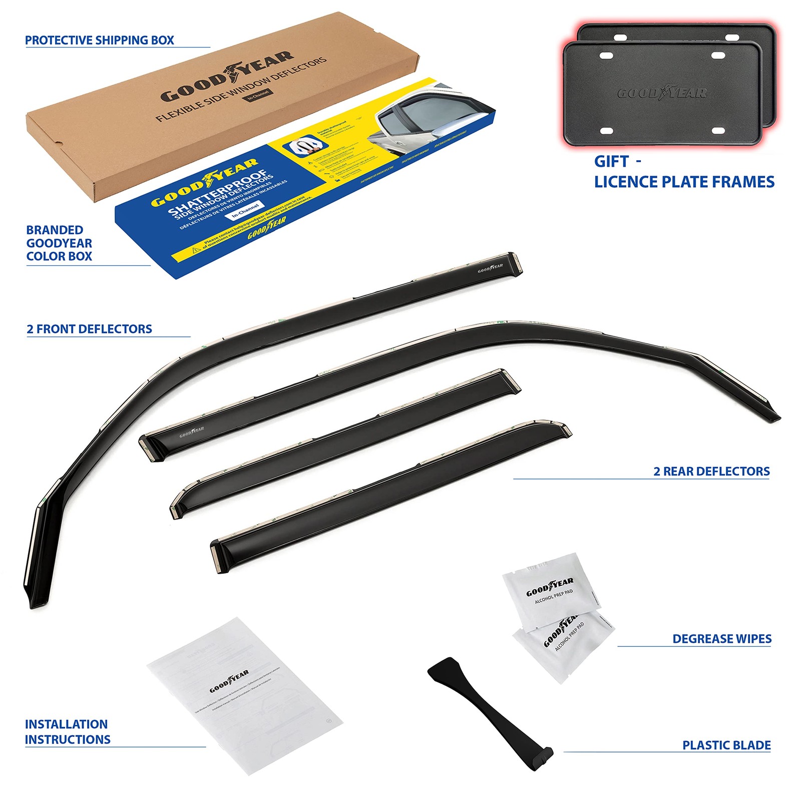Goodyear Window Vent Deflectors For Toyota 4Runner 2010 2024 Smoke Finish