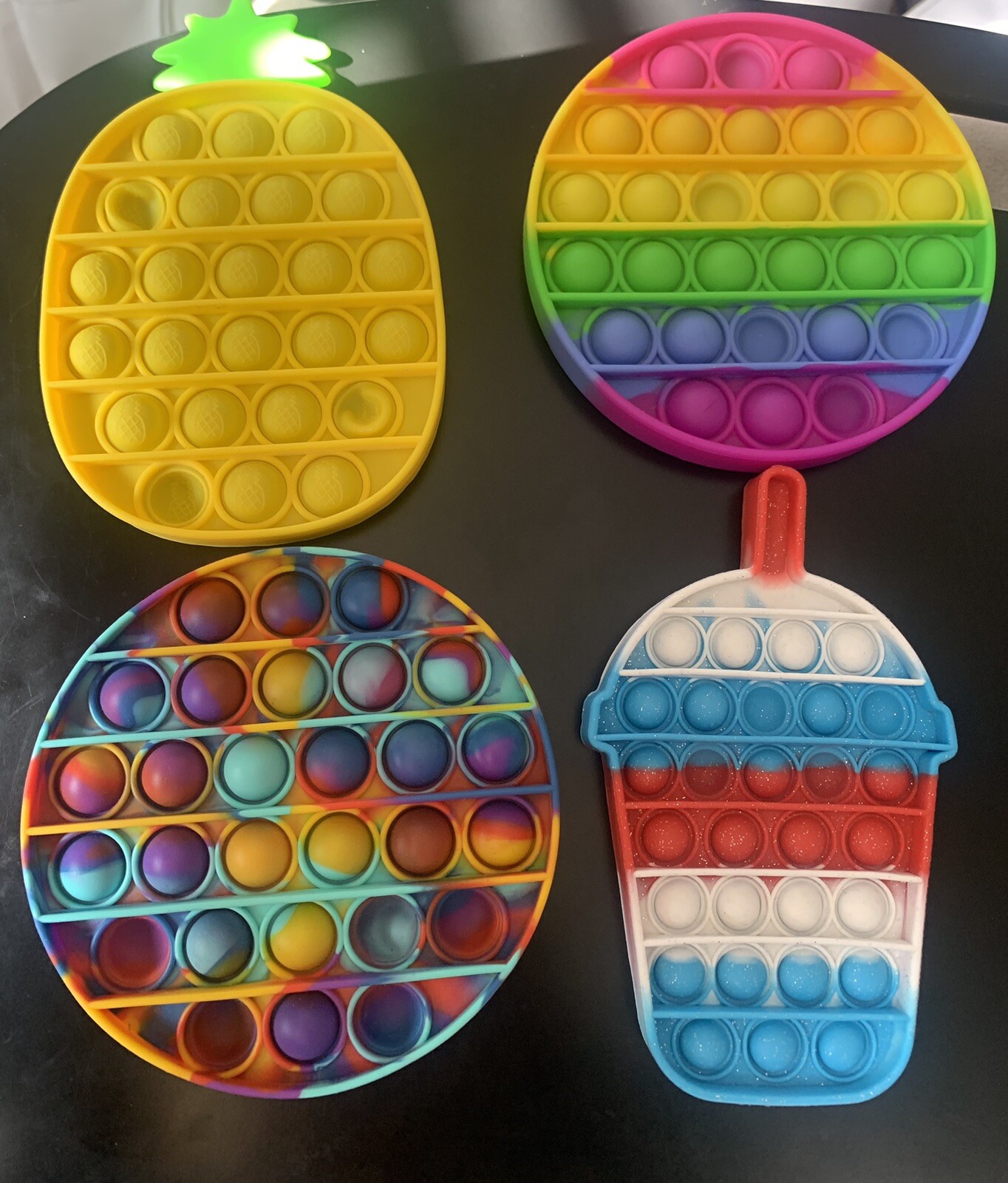 Pop Push Fidget Toy Bubble Sensory Stress Relief Kids Games Square Game Lot of 4