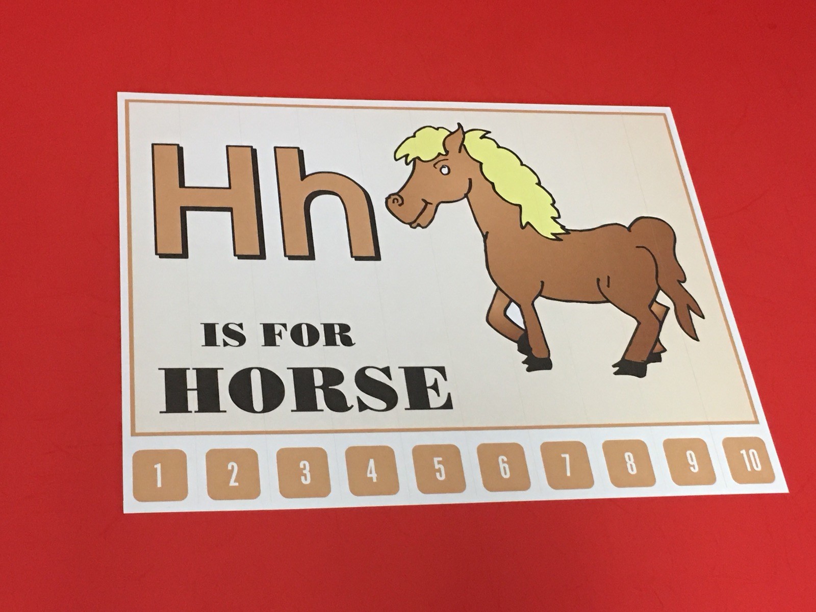 Letter H Horse – Number Sequencing Puzzle, numbers 1-10 Laminated