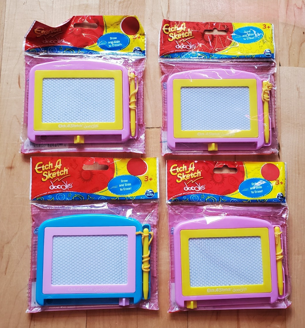 Spin Master Etch A Sketch Doodle – Mini Travel Drawing Toy, Lightweight Lot of 4