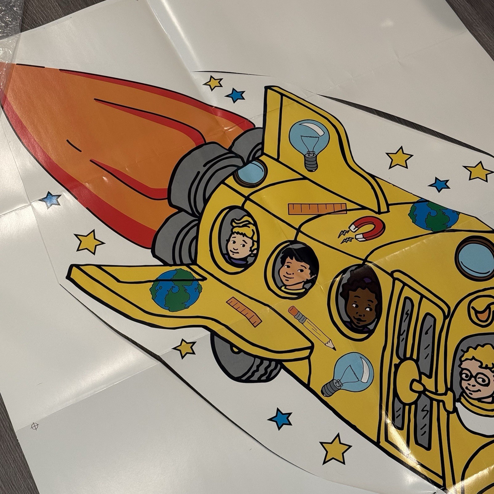 Magic School Bus Rocket 1999 Classroom Large Wall Decal Space Exploration Decor