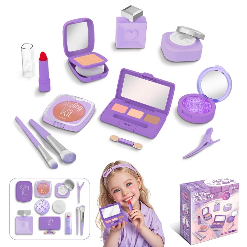 Children Pretend Play Styling Kits Makeup Cosmetic Set Toy For Creative Girl