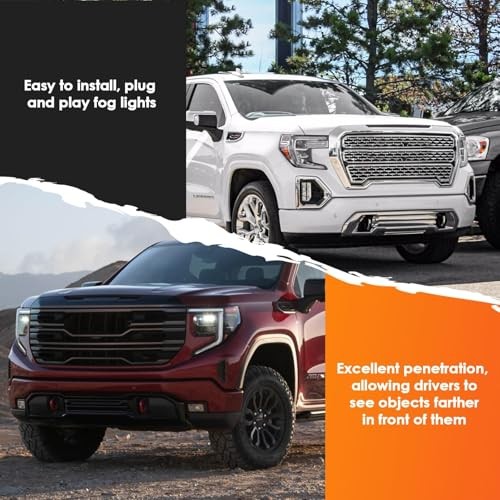 Pair Fog Light Assembly Compatible with 2022 2023 2024 Sierra 1500 Front