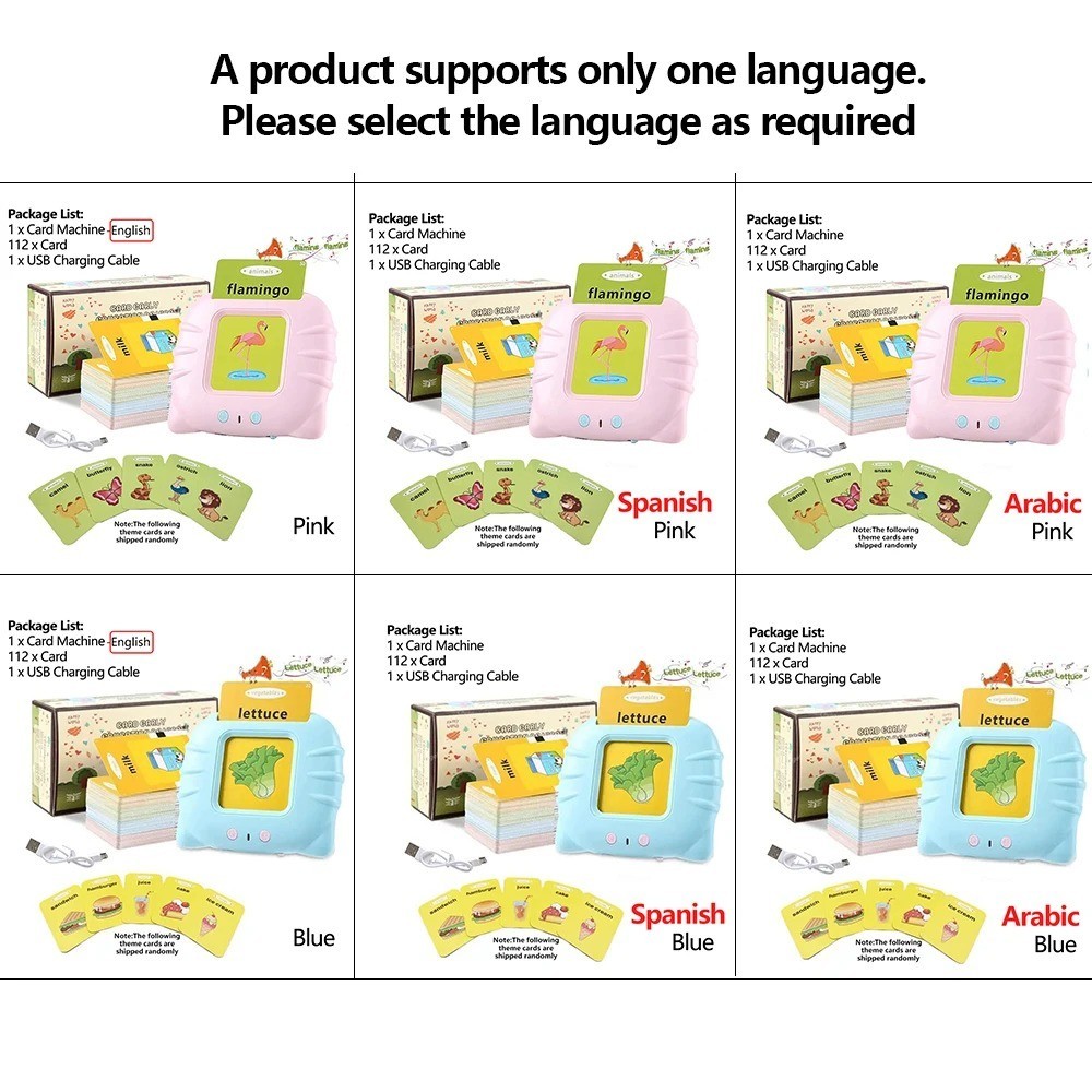 Early Education Flash Card Learning Toys Talking Flashcards for Kids Preschool E