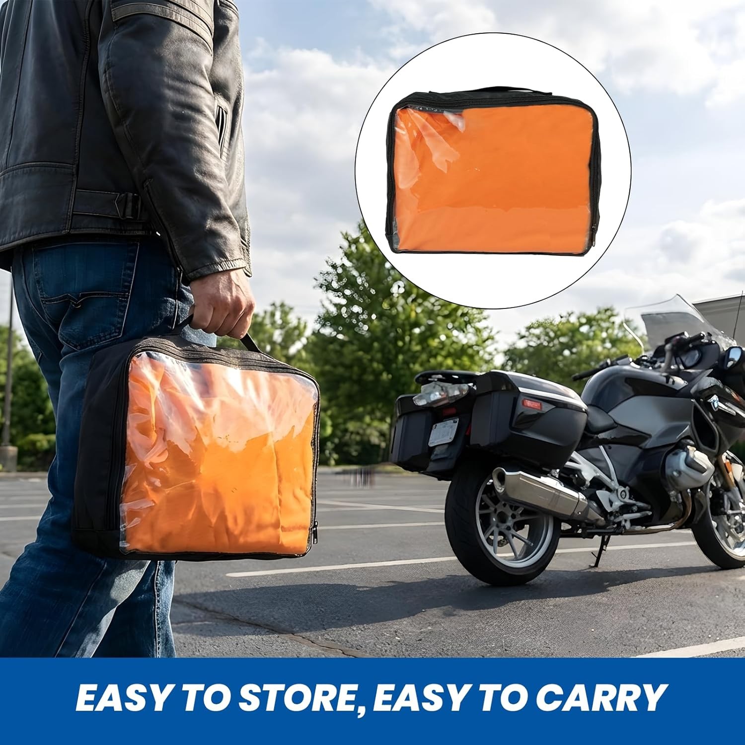 Favoto Motorcycle Cover Waterproof Outdoor – Fits up to 96.5″ Motorbikes 420D Ox